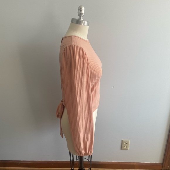 Miss Selfrige x ASOS Open Back Long Sleeve Rib Top- Pink-Size 8 - Picture 3 of 5